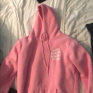 Anti social social club pink hoodie
